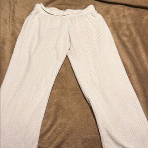 Cozy Ribbed Cream Track Pants - Relaxed Joggers